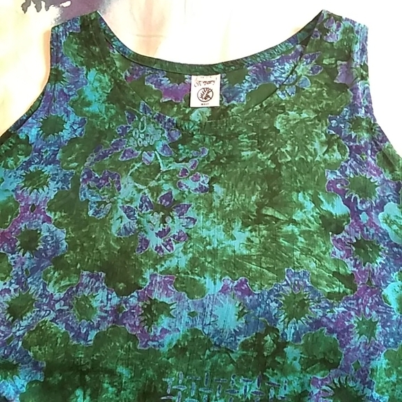 Vibrant Sleeveless Maxi Dress Green/Purple Size 3X - Picture 5 of 12